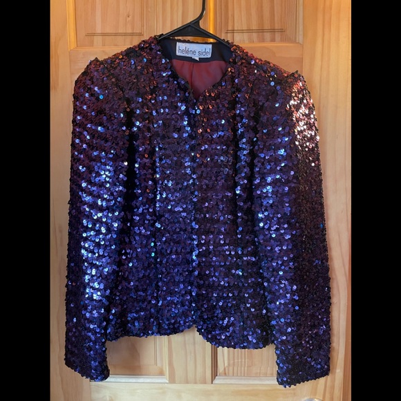 Heléne Sidel vintage purple sequin blazer size 6. - Picture 2 of 3